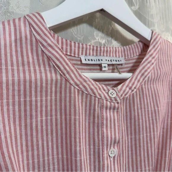 English Factory Sweet Heart Seersucker Colorblock Effie Ruffle Maxi Dress XS - Picture 9 of 10